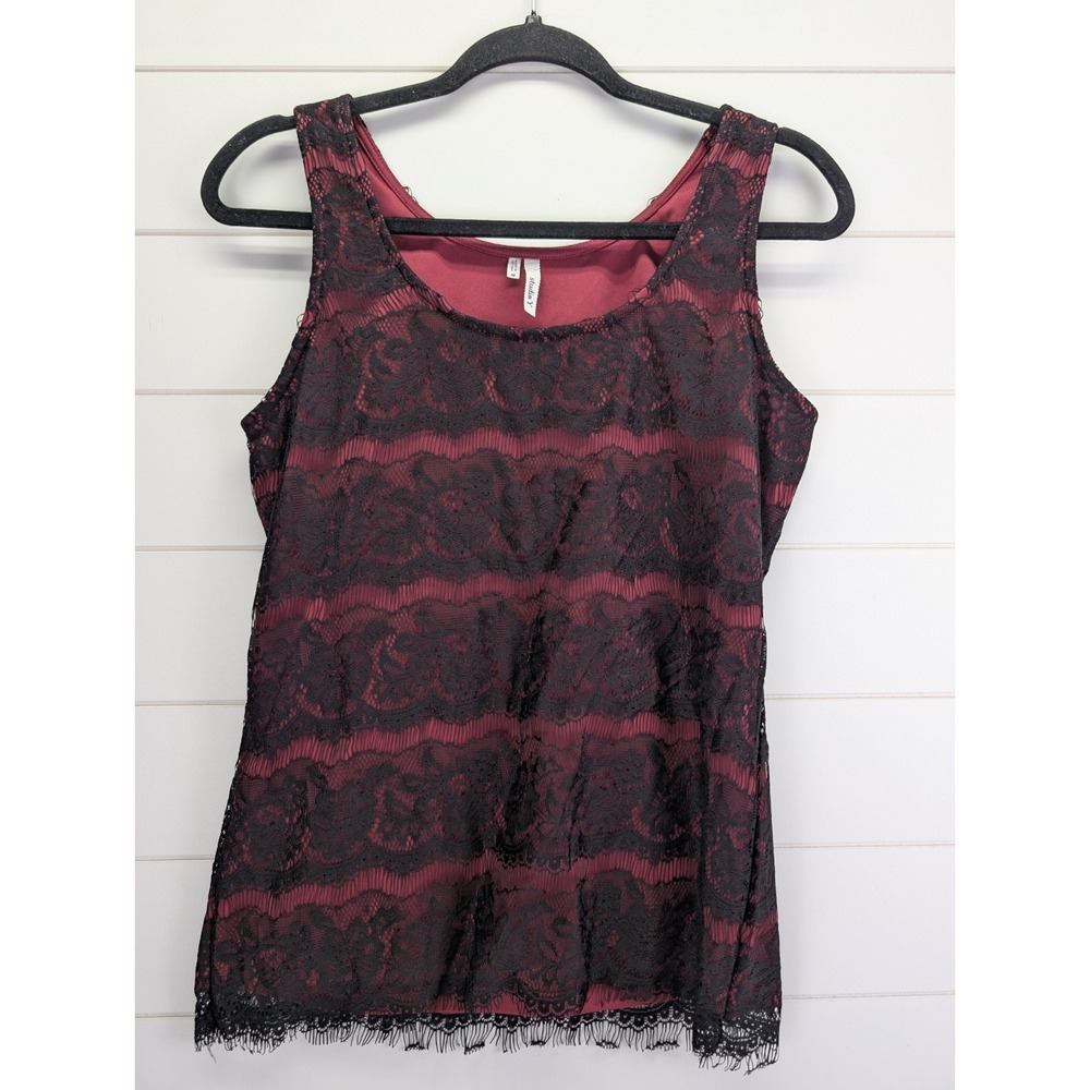 Womens Black Lace Top Medium Red Goth Fairy Grunge Whimsigoth Romantic Vamp Y2K